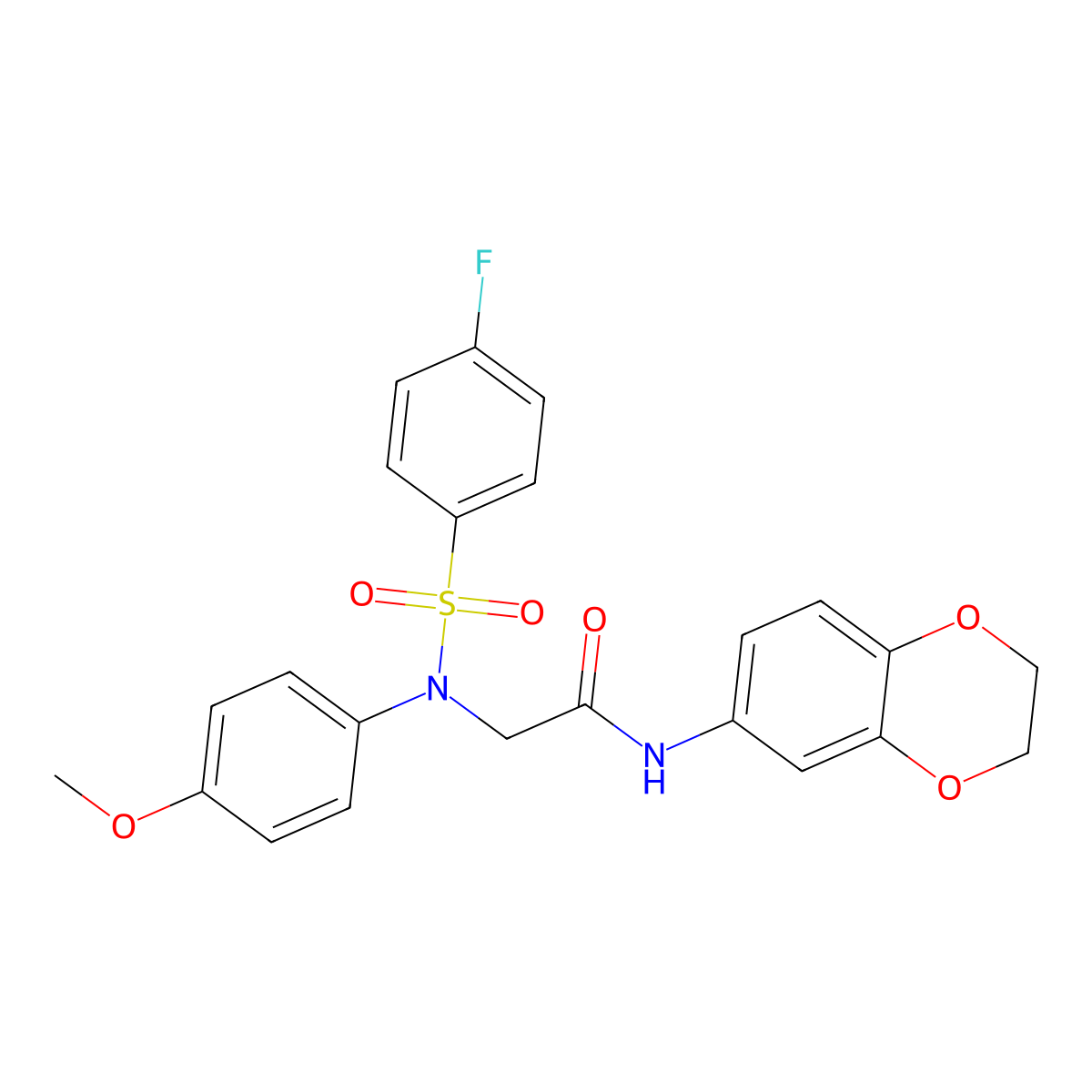 N-(2,3-dihydro-1,4-benzodioxin-6-yl)-2-(N-(4-fluorophenyl)sulfonyl-4-methoxyanilino)acetamide molecular structure, CAS 701950-06-3