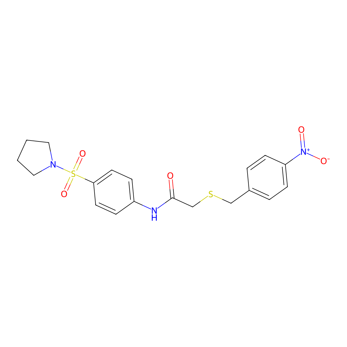 2-[(4-nitrophenyl)methylsulfanyl]-N-(4-pyrrolidin-1-ylsulfonylphenyl)acetamide molecular structure, CAS 701950-26-7