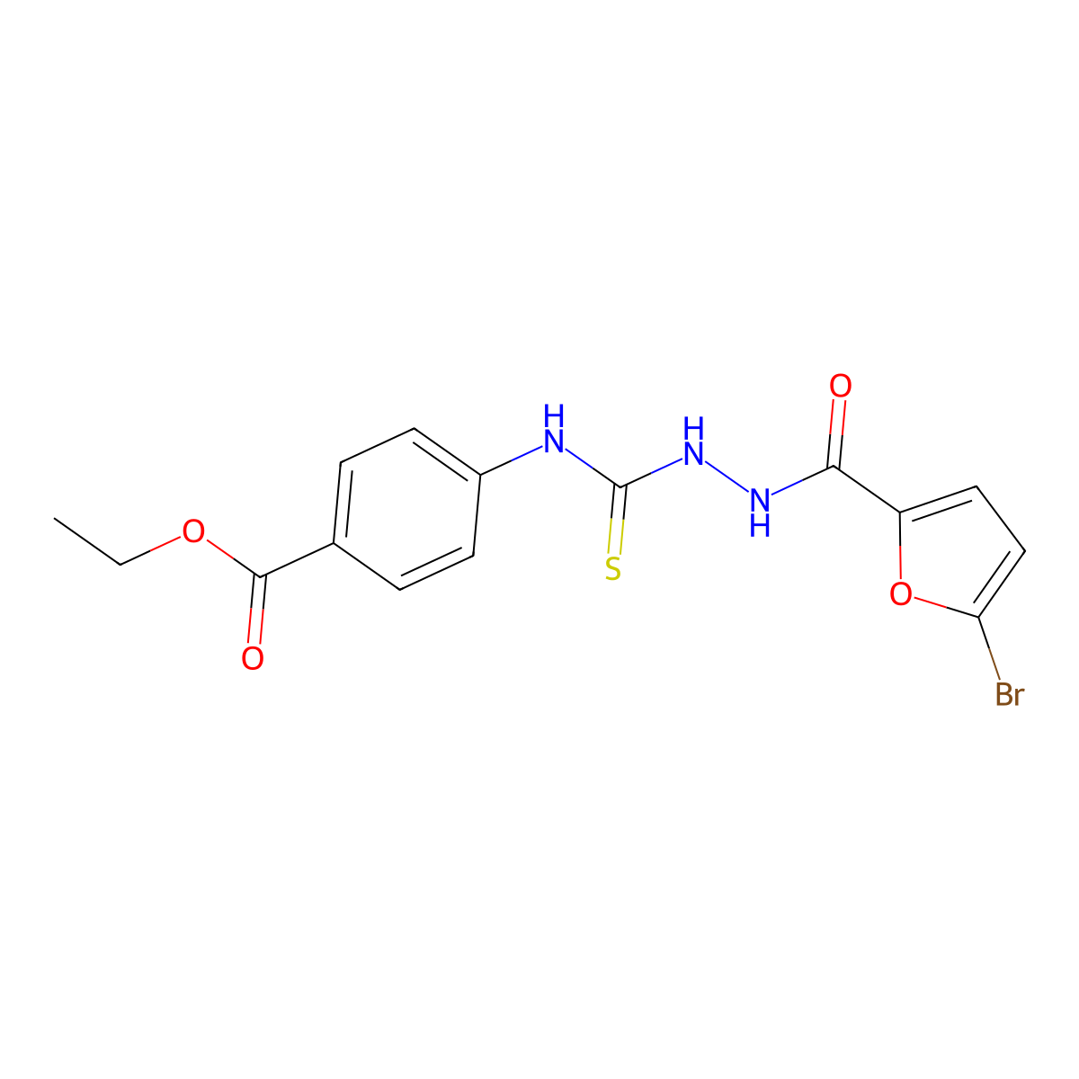 Ethyl 4-[({2-[(5-bromofuran-2-yl)carbonyl]hydrazinyl}carbonothioyl)amino]benzoate molecular structure, CAS 701950-28-9