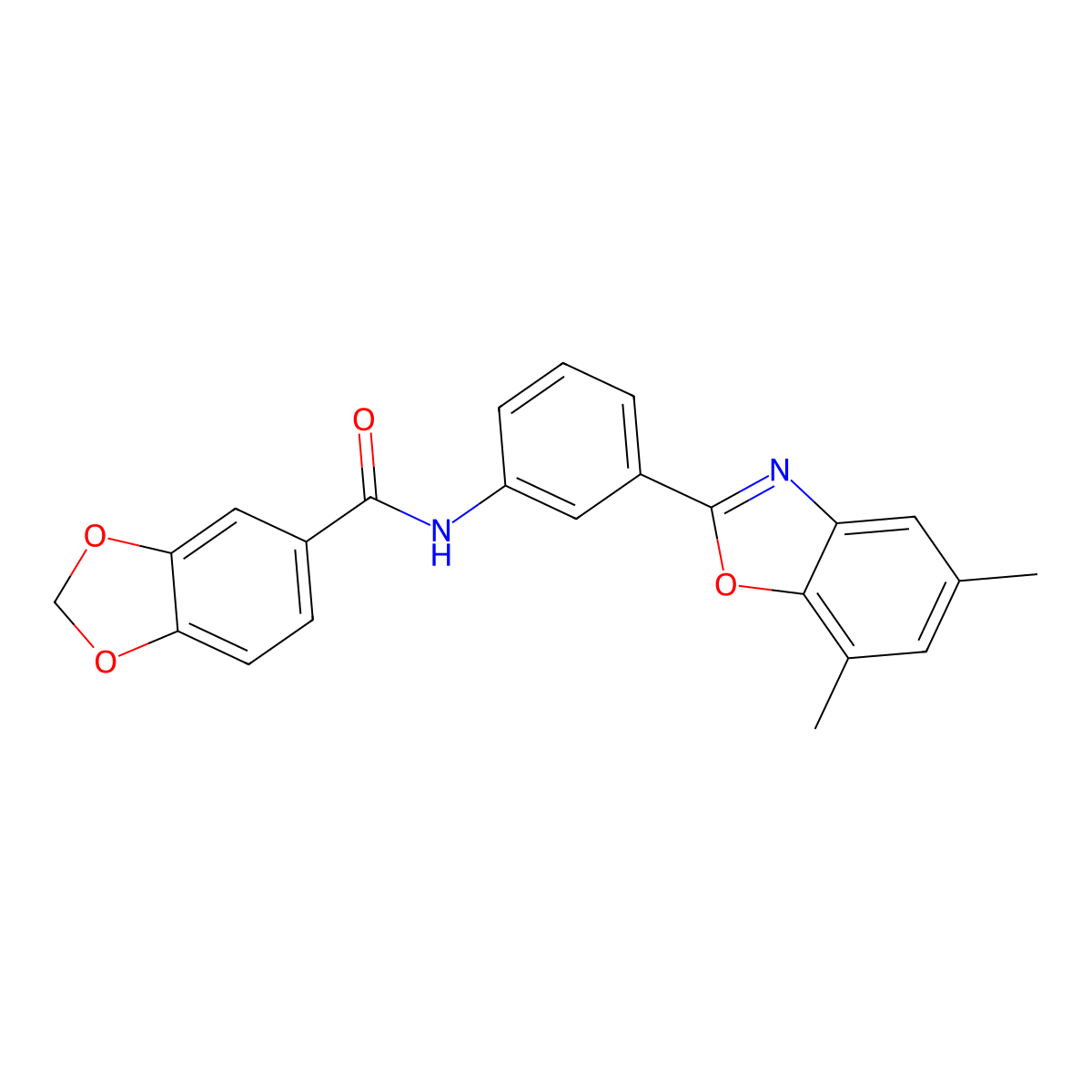 N-[3-(5,7-dimethyl-1,3-benzoxazol-2-yl)phenyl]-1,3-benzodioxole-5-carboxamide molecular structure, CAS 701950-33-6