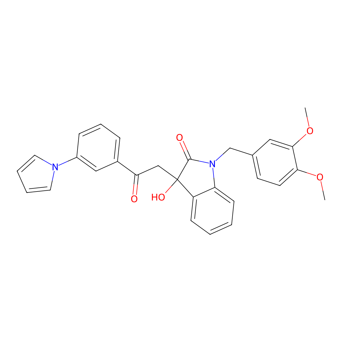 1-[(3,4-Dimethoxyphenyl)methyl]-3-hydroxy-3-[2-oxo-2-(3-pyrrol-1-ylphenyl)ethyl]indol-2-one molecular structure, CAS 701950-67-6