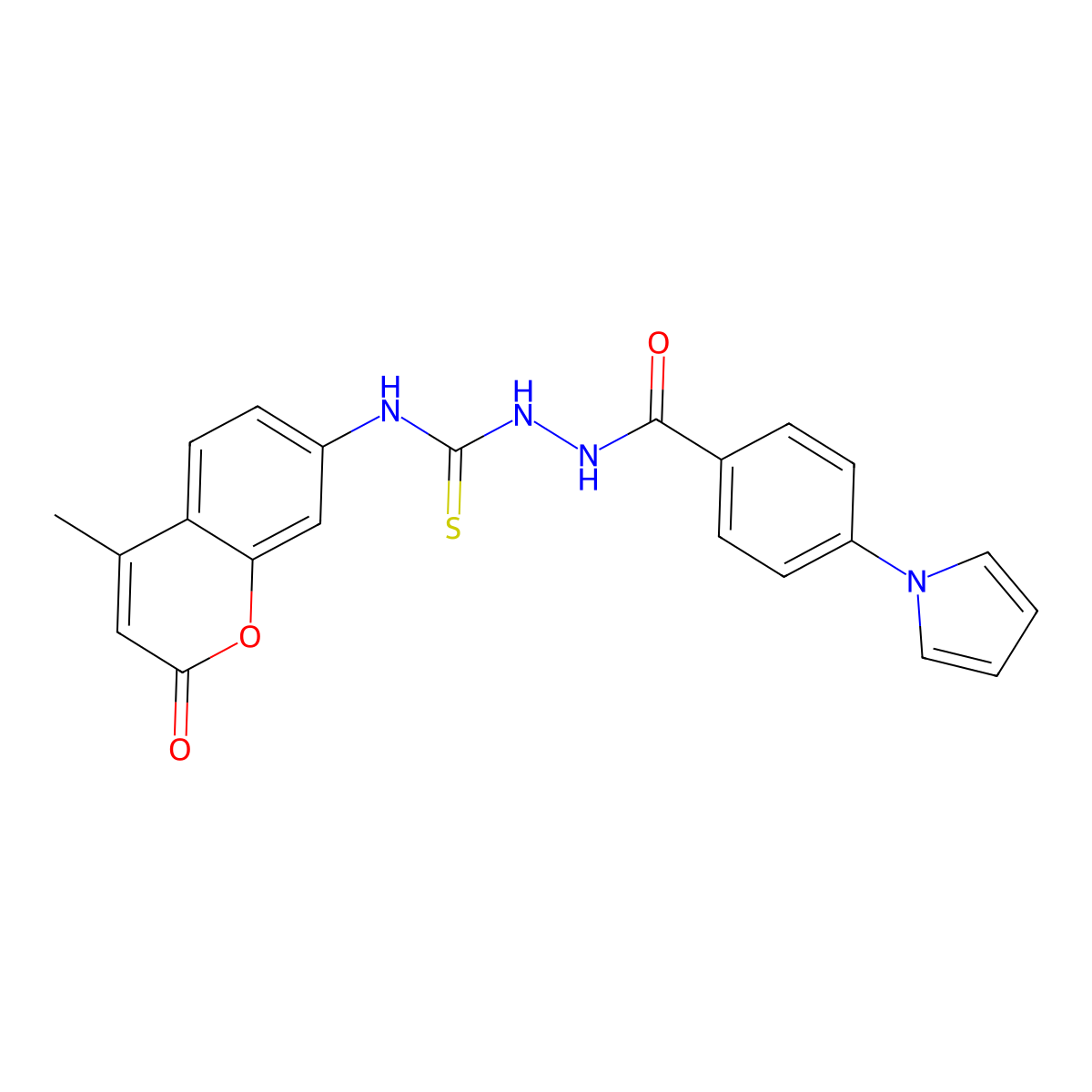 1-(4-Methyl-2-oxochromen-7-yl)-3-[(4-pyrrol-1-ylbenzoyl)amino]thiourea molecular structure, CAS 701950-82-5