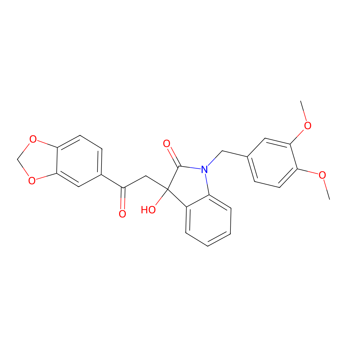 3-[2-(1,3-benzodioxol-5-yl)-2-oxoethyl]-1-(3,4-dimethoxybenzyl)-3-hydroxy-1,3-dihydro-2H-indol-2-one molecular structure, CAS 701950-84-7