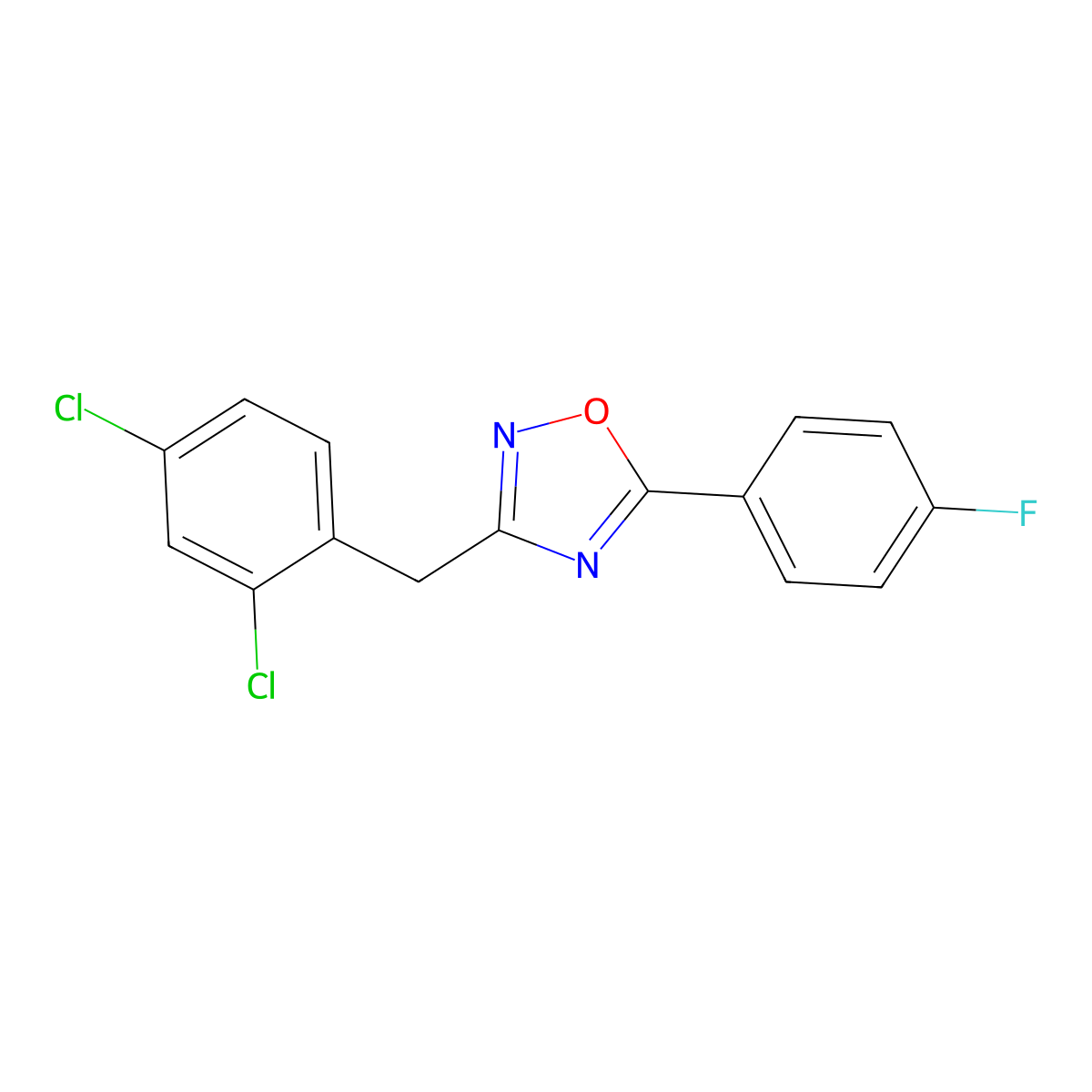 3-(2,4-Dichlorobenzyl)-5-(4-fluorophenyl)-1,2,4-oxadiazole molecular structure, CAS 701950-88-1