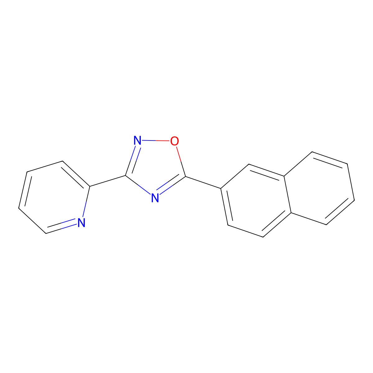 5-Naphthalen-2-yl-3-pyridin-2-yl-1,2,4-oxadiazole molecular structure, CAS 701950-95-0