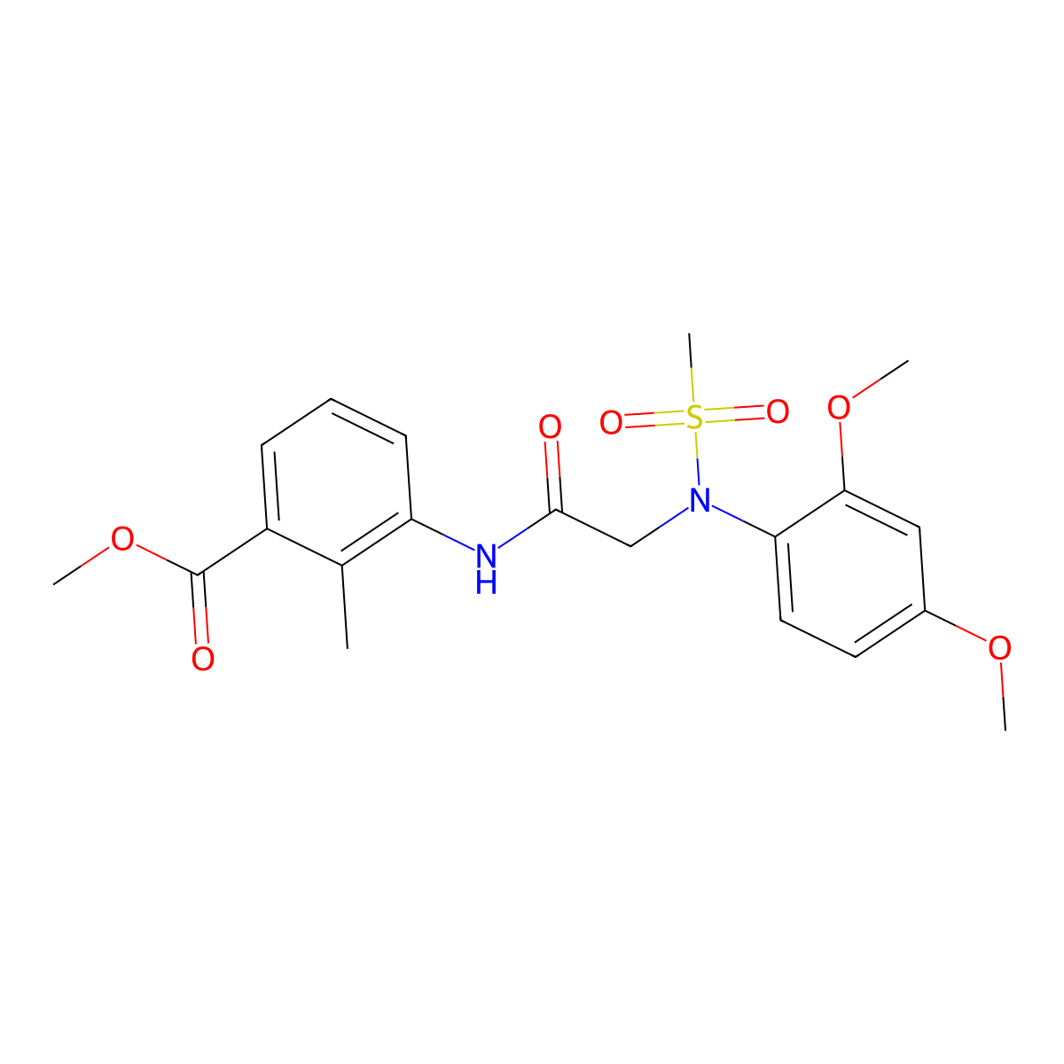 methyl 3-{[N-(2,4-dimethoxyphenyl)-N-(methylsulfonyl)glycyl]amino}-2-methylbenzoate molecular structure, CAS 701951-06-6