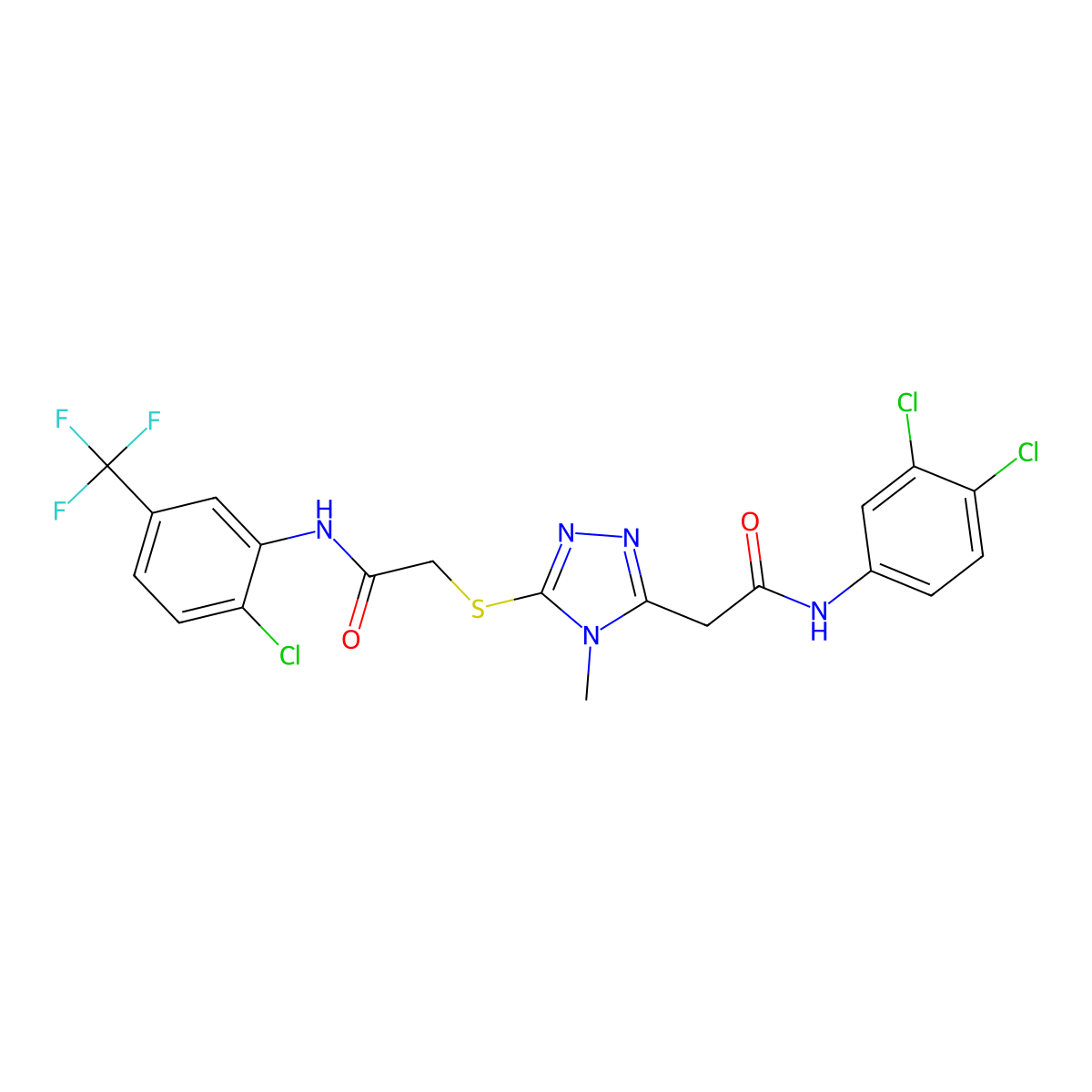 2-[5-[2-[2-chloro-5-(trifluoromethyl)anilino]-2-oxoethyl]sulfanyl-4-methyl-1,2,4-triazol-3-yl]-N-(3,4-dichlorophenyl)acetamide molecular structure, CAS 701951-07-7