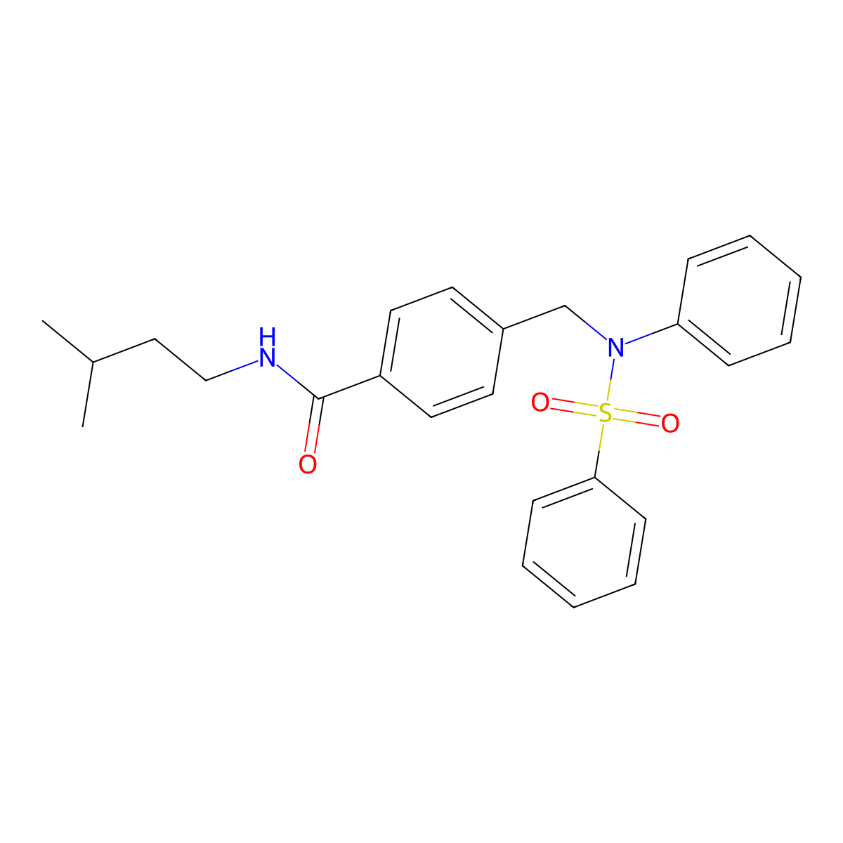 4-[[N-(benzenesulfonyl)anilino]methyl]-N-(3-methylbutyl)benzamide molecular structure, CAS 701951-10-2