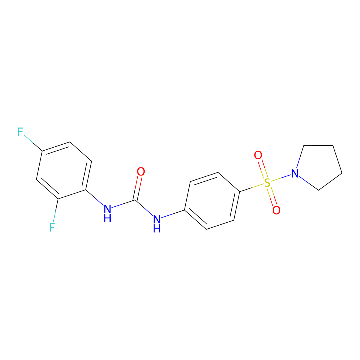 1-(2,4-Difluorophenyl)-3-(4-pyrrolidin-1-ylsulfonylphenyl)urea molecular structure, CAS 701951-26-0