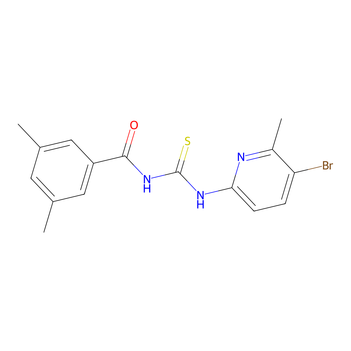 N-[(5-bromo-6-methylpyridin-2-yl)carbamothioyl]-3,5-dimethylbenzamide molecular structure, CAS 701951-27-1