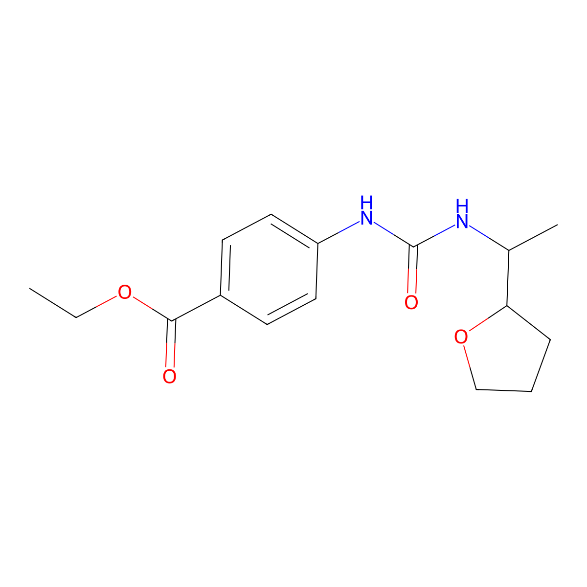 Ethyl 4-[1-(oxolan-2-yl)ethylcarbamoylamino]benzoate molecular structure, CAS 701951-29-3