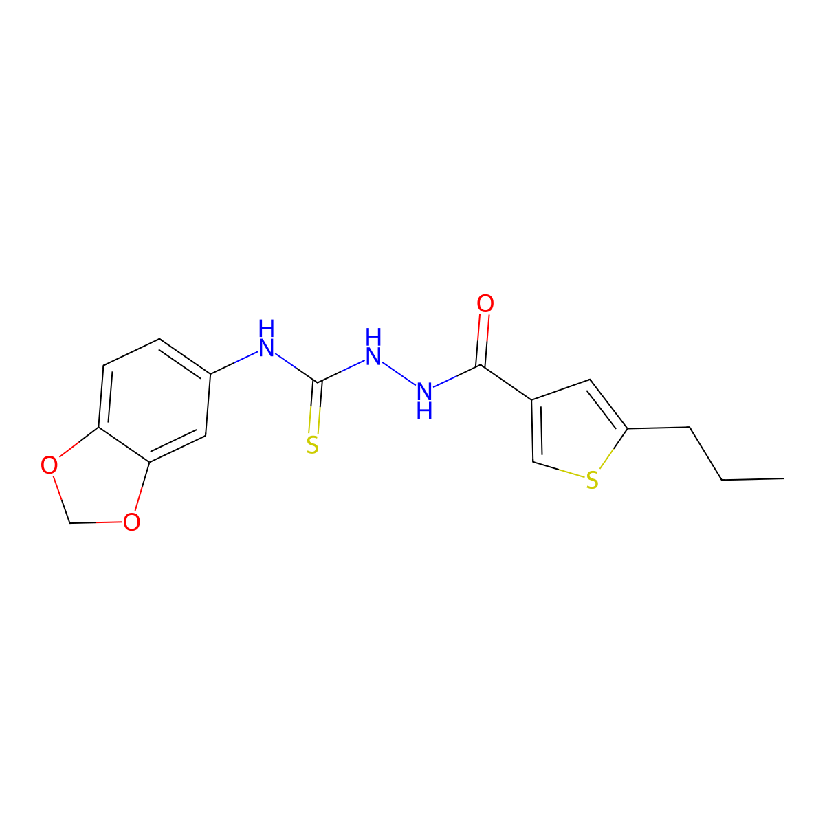 1-(1,3-Benzodioxol-5-yl)-3-[(5-propylthiophene-3-carbonyl)amino]thiourea molecular structure, CAS 701951-32-8