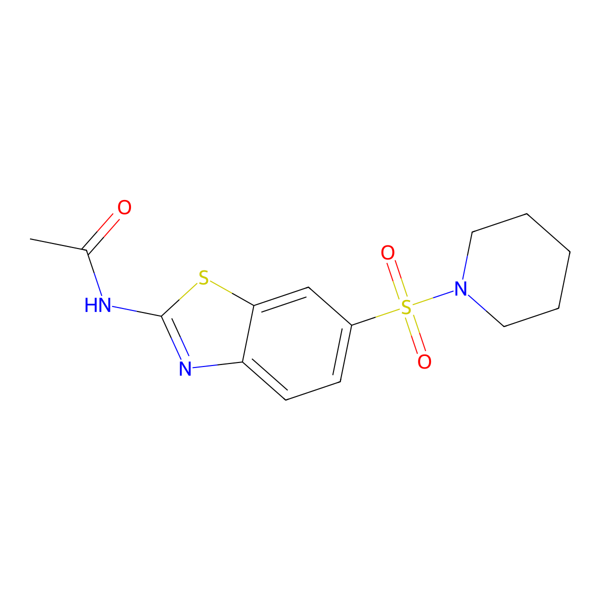 N-(6-piperidin-1-ylsulfonyl-1,3-benzothiazol-2-yl)acetamide molecular structure, CAS 701951-43-1