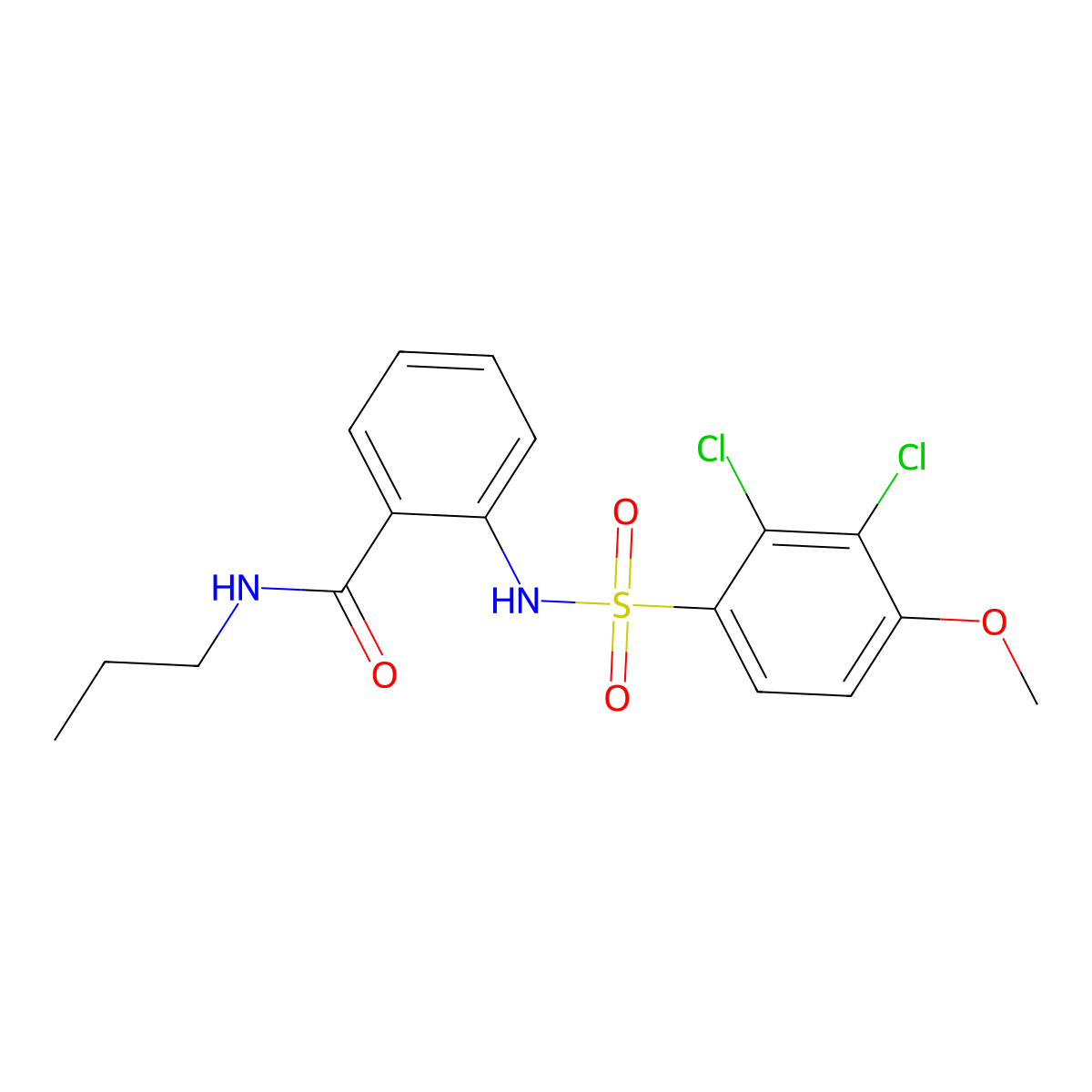 2-[(2,3-dichloro-4-methoxyphenyl)sulfonylamino]-N-propylbenzamide molecular structure, CAS 701951-45-3