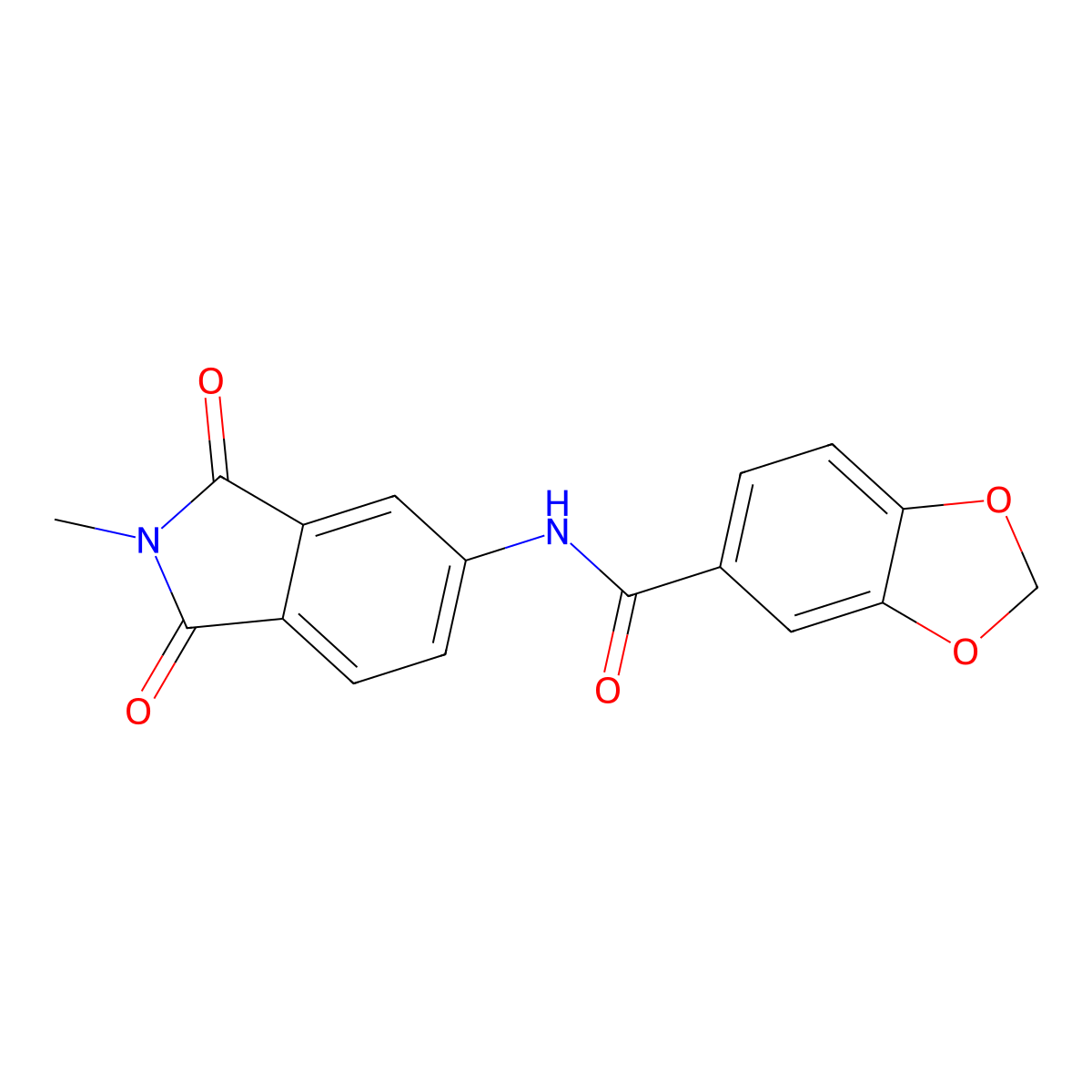 N-(2-methyl-1,3-dioxoisoindol-5-yl)-1,3-benzodioxole-5-carboxamide molecular structure, CAS 701951-55-5