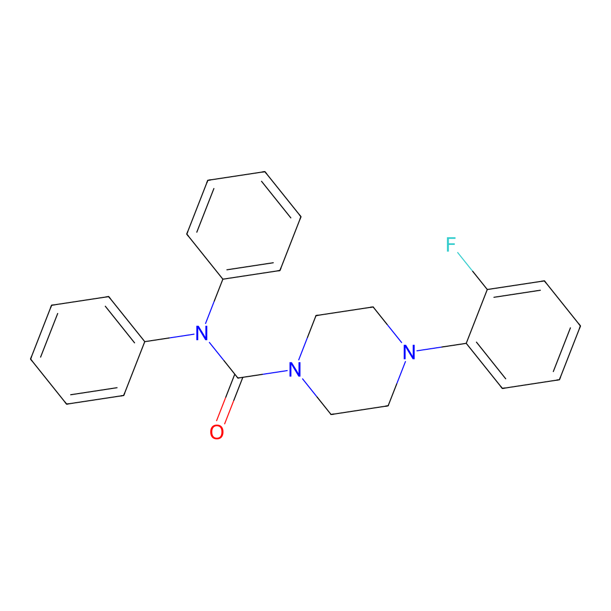 4-(2-fluorophenyl)-N,N-diphenylpiperazine-1-carboxamide molecular structure, CAS 701951-59-9