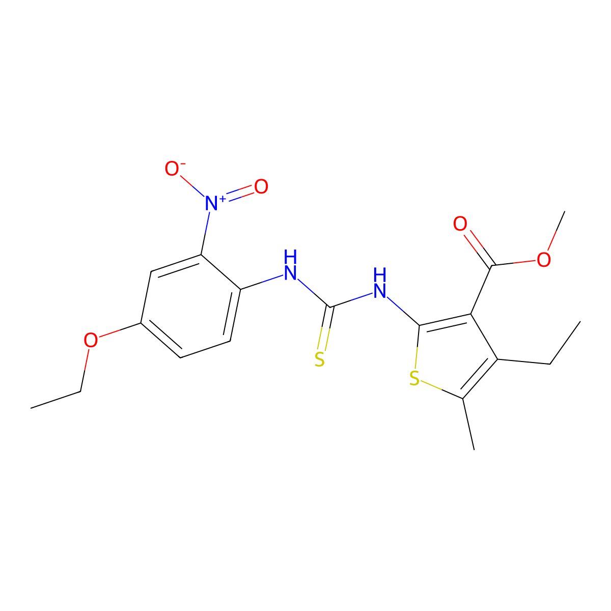 Methyl 2-{[(4-ethoxy-2-nitrophenyl)carbamothioyl]amino}-4-ethyl-5-methylthiophene-3-carboxylate molecular structure, CAS 701951-80-6