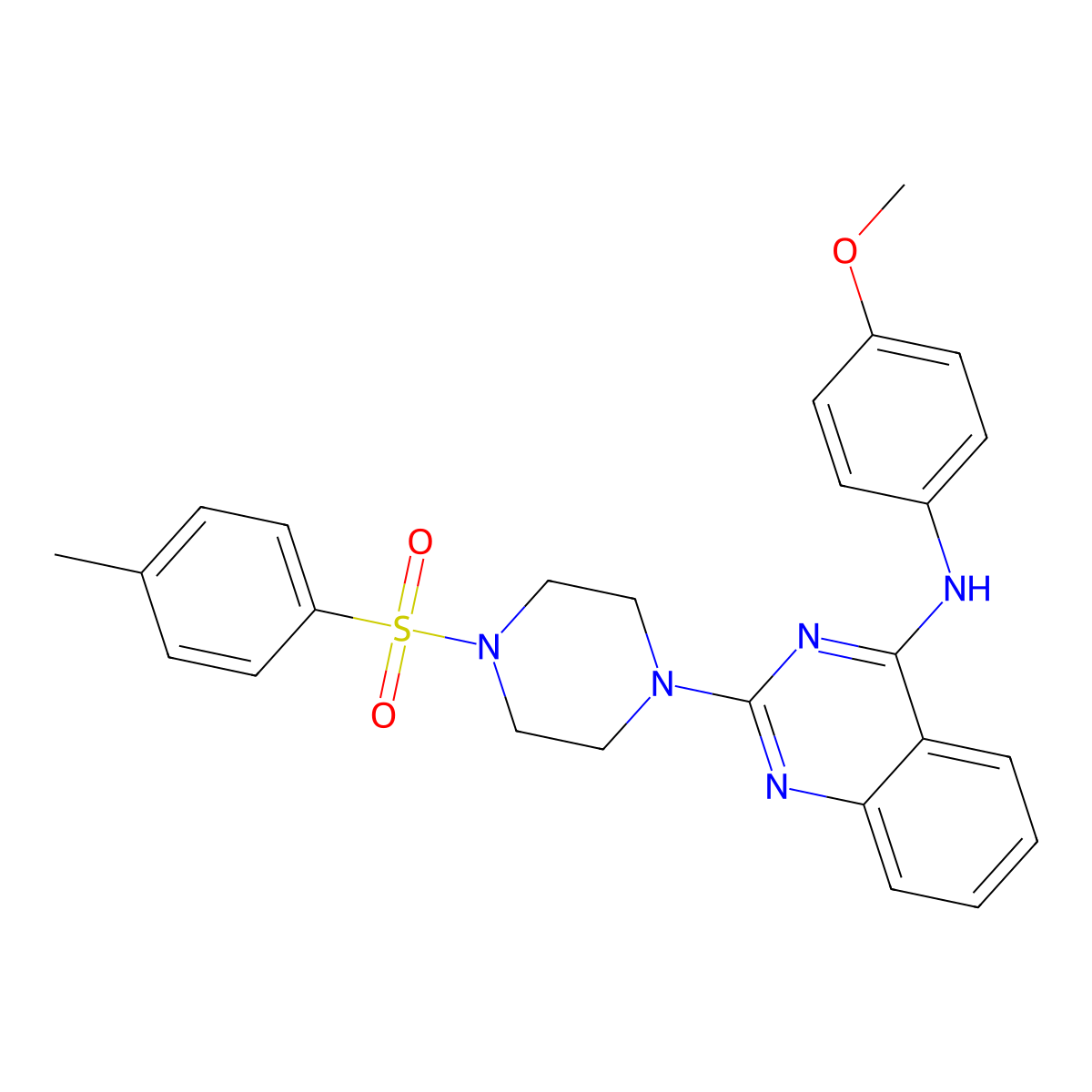 N-(4-methoxyphenyl)-2-[4-(4-methylphenyl)sulfonylpiperazin-1-yl]quinazolin-4-amine molecular structure, CAS 701952-11-6