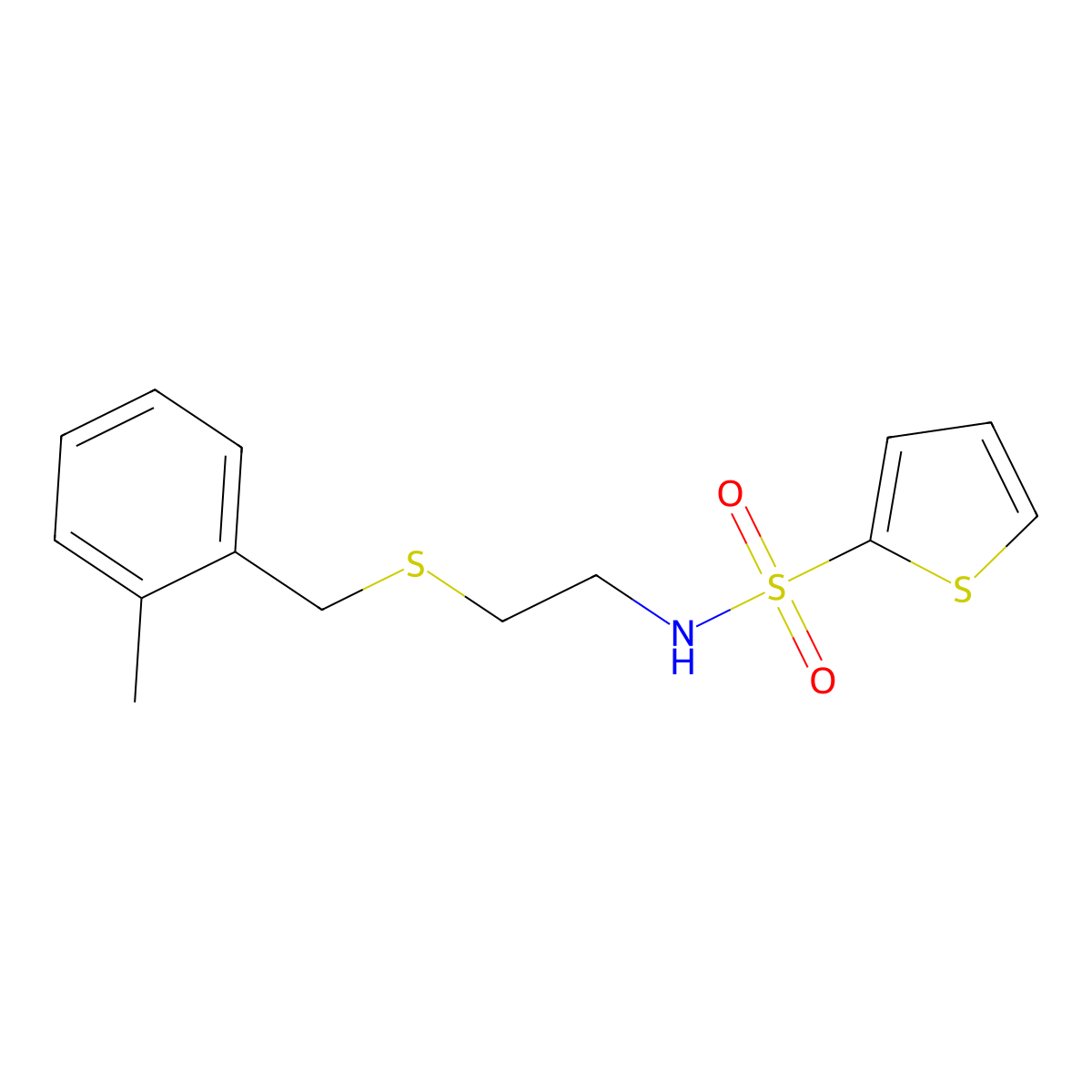 N-[2-[(2-methylphenyl)methylsulfanyl]ethyl]thiophene-2-sulfonamide molecular structure, CAS 701952-17-2