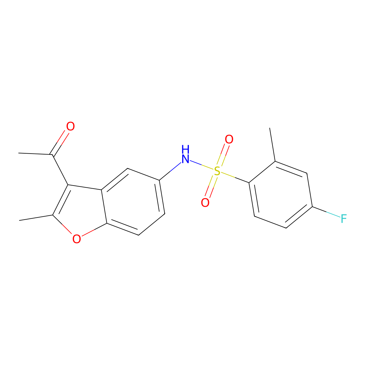 N-(3-acetyl-2-methyl-1-benzofuran-5-yl)-4-fluoro-2-methylbenzenesulfonamide molecular structure, CAS 701952-18-3
