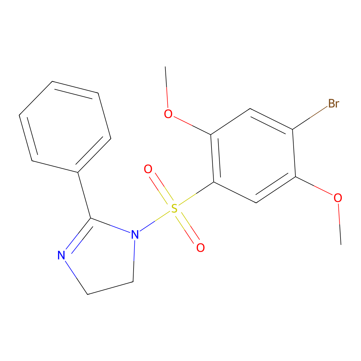 1-((4-bromo-2,5-dimethoxyphenyl)sulfonyl)-2-phenyl-4,5-dihydro-1H-imidazole molecular structure, CAS 701952-26-3