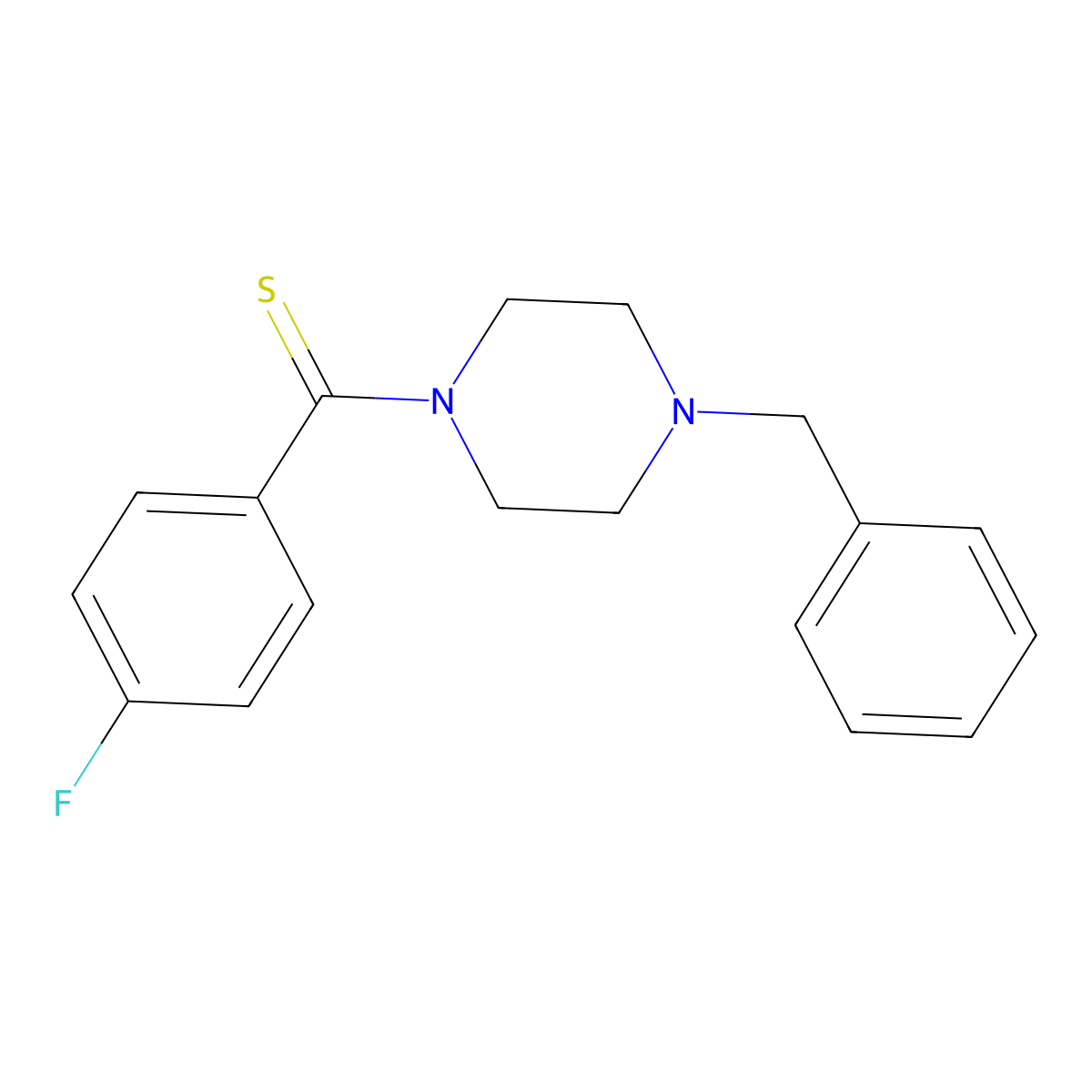 (4-Benzylpiperazin-1-yl)-(4-fluorophenyl)methanethione molecular structure, CAS 701952-35-4