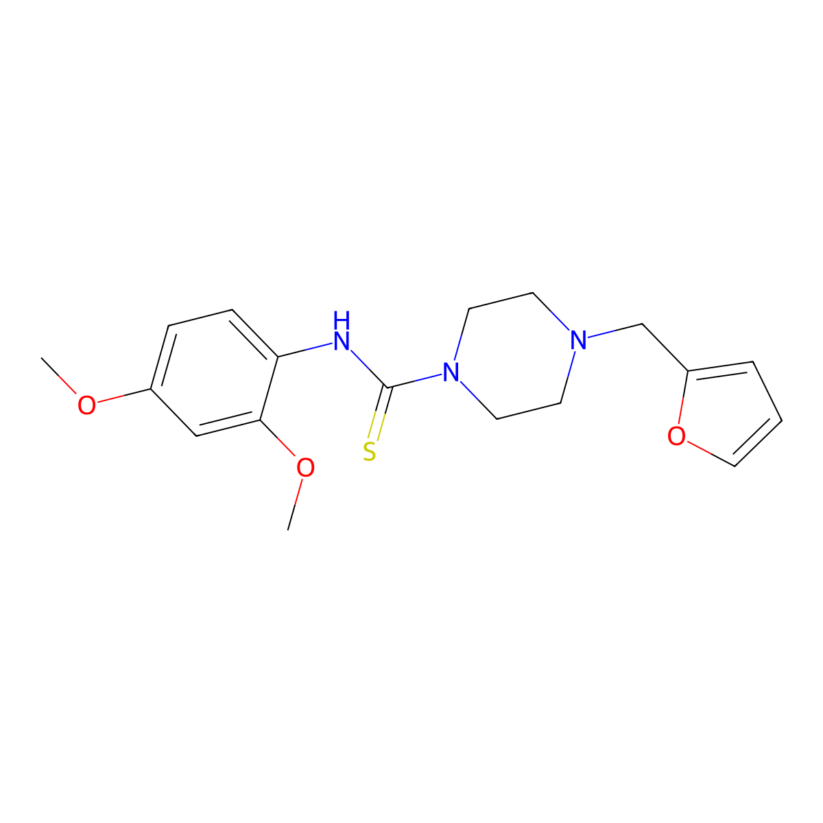 N-(2,4-dimethoxyphenyl)-4-(furan-2-ylmethyl)piperazine-1-carbothioamide molecular structure, CAS 701952-38-7