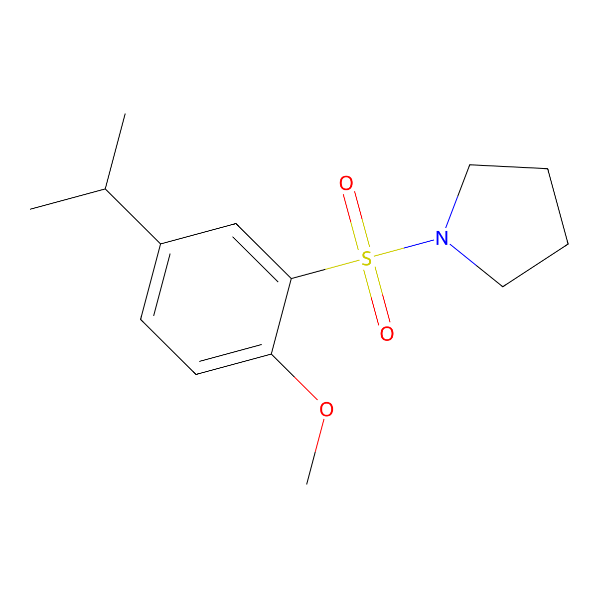 {[2-Methoxy-5-(methylethyl)phenyl]sulfonyl}pyrrolidine molecular structure, CAS 701952-41-2