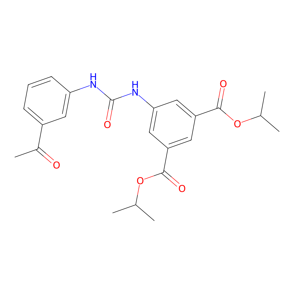 Dipropan-2-yl 5-{[(3-acetylphenyl)carbamoyl]amino}benzene-1,3-dicarboxylate molecular structure, CAS 701952-56-9
