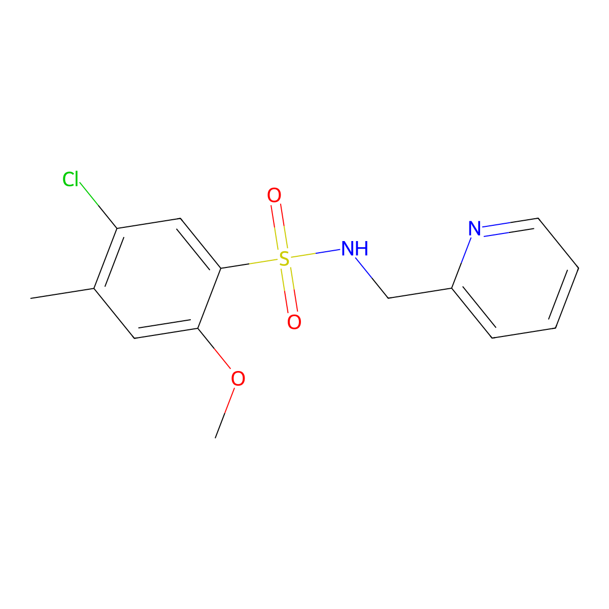 5-chloro-2-methoxy-4-methyl-N-(pyridin-2-ylmethyl)benzenesulfonamide molecular structure, CAS 701952-61-6