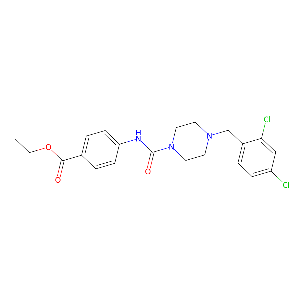 Ethyl 4-({4-[(2,4-dichlorophenyl)methyl]piperazinyl}carbonylamino)benzoate molecular structure, CAS 701952-62-7