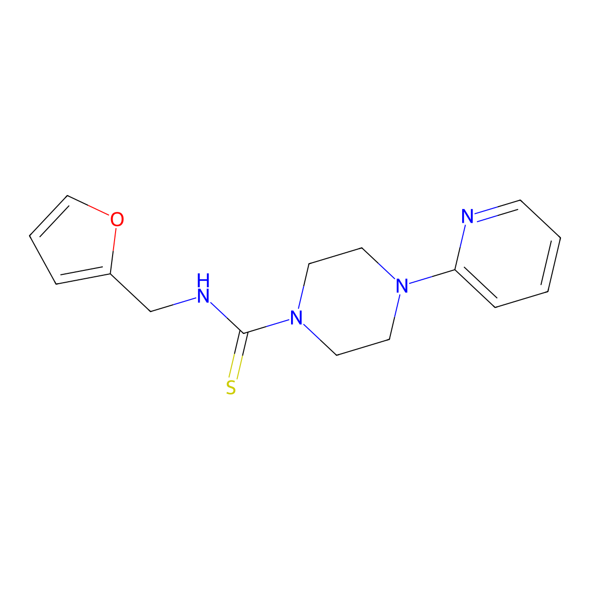 N-(2-furylmethyl)-4-(2-pyridinyl)-1-piperazinecarbothioamide molecular structure, CAS 701952-71-8