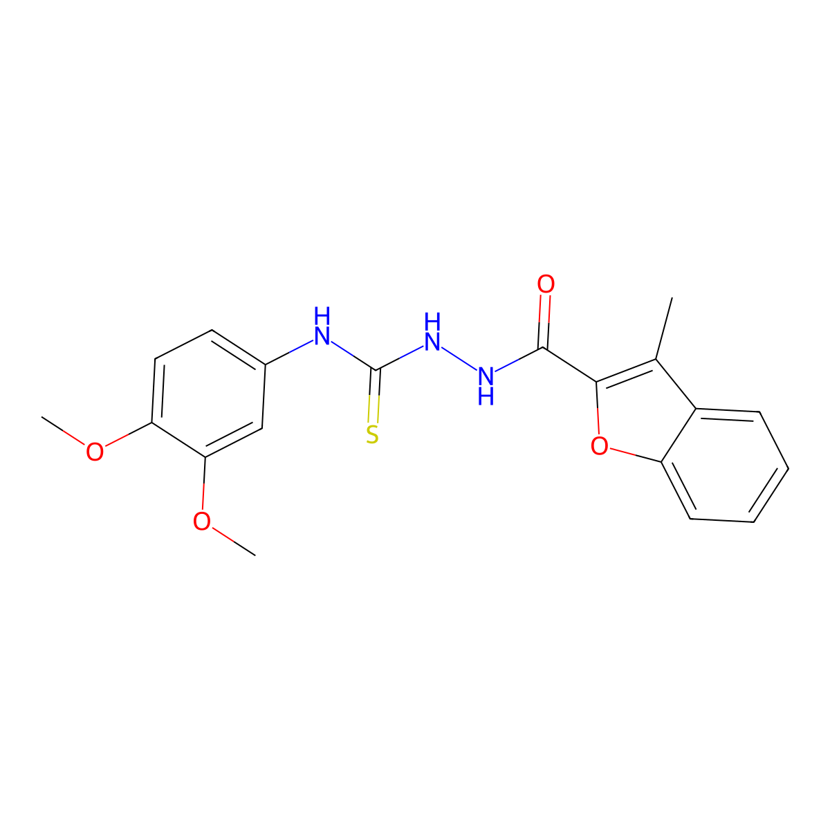 1-(3,4-Dimethoxyphenyl)-3-[(3-methyl-1-benzofuran-2-carbonyl)amino]thiourea molecular structure, CAS 701952-83-2