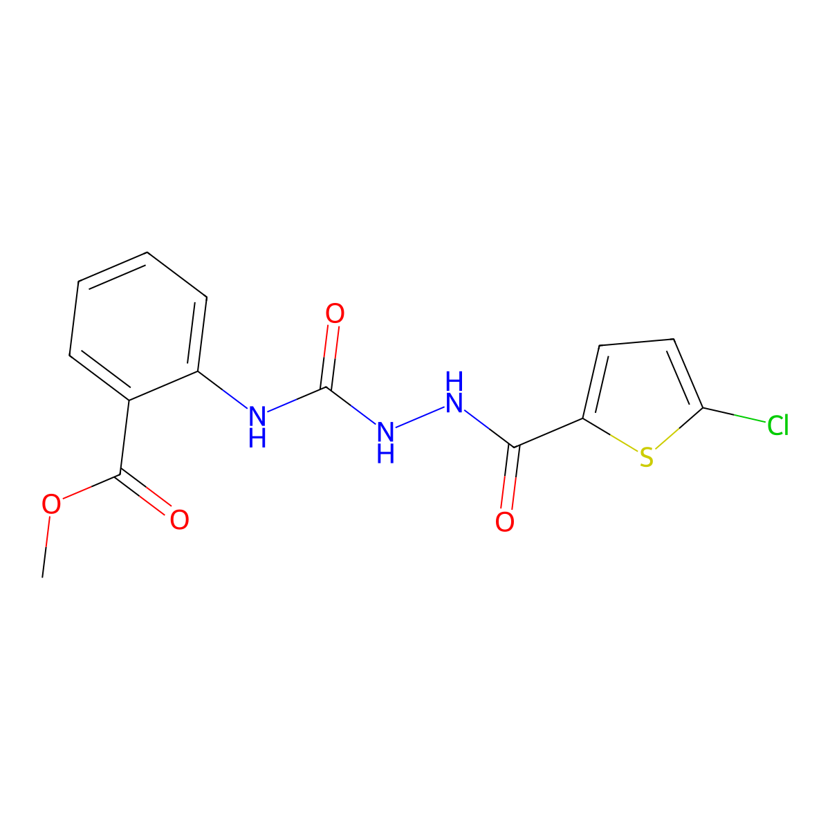 Methyl 2-({[(5-chloro-2-thienyl)carbonylamino]amino}carbonylamino)benzoate molecular structure, CAS 701952-88-7