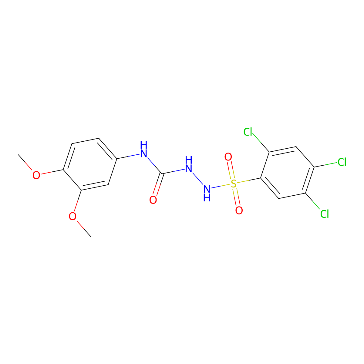 1-(3,4-Dimethoxyphenyl)-3-[(2,4,5-trichlorophenyl)sulfonylamino]urea molecular structure, CAS 701952-99-0