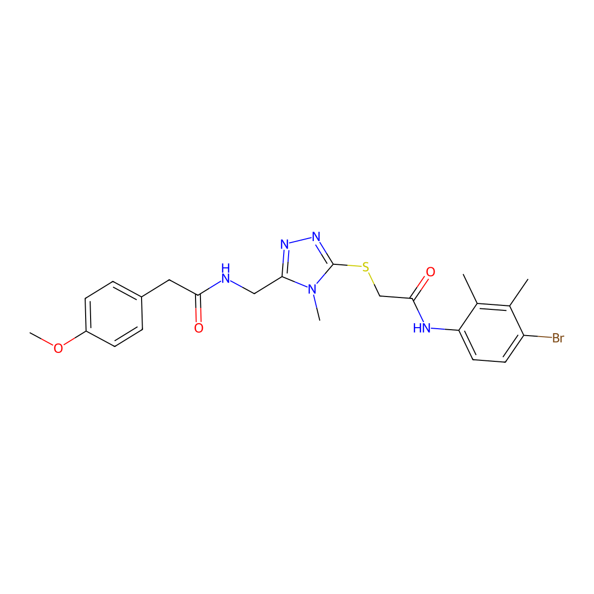 N-[[5-[2-(4-bromo-2,3-dimethylanilino)-2-oxoethyl]sulfanyl-4-methyl-1,2,4-triazol-3-yl]methyl]-2-(4-methoxyphenyl)acetamide molecular structure, CAS 701953-14-2