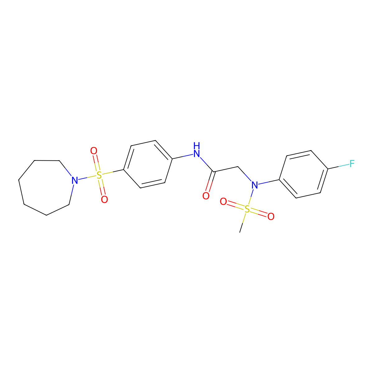 N-[4-(azepan-1-ylsulfonyl)phenyl]-2-(4-fluoro-N-methylsulfonylanilino)acetamide molecular structure, CAS 701953-32-4