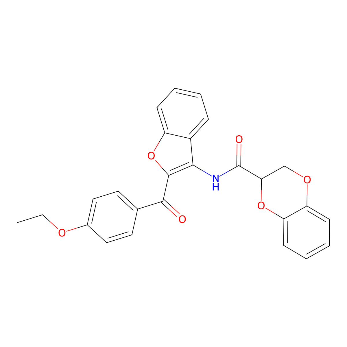 N-[2-(4-ethoxybenzoyl)-1-benzofuran-3-yl]-2,3-dihydro-1,4-benzodioxine-2-carboxamide molecular structure, CAS 701953-54-0