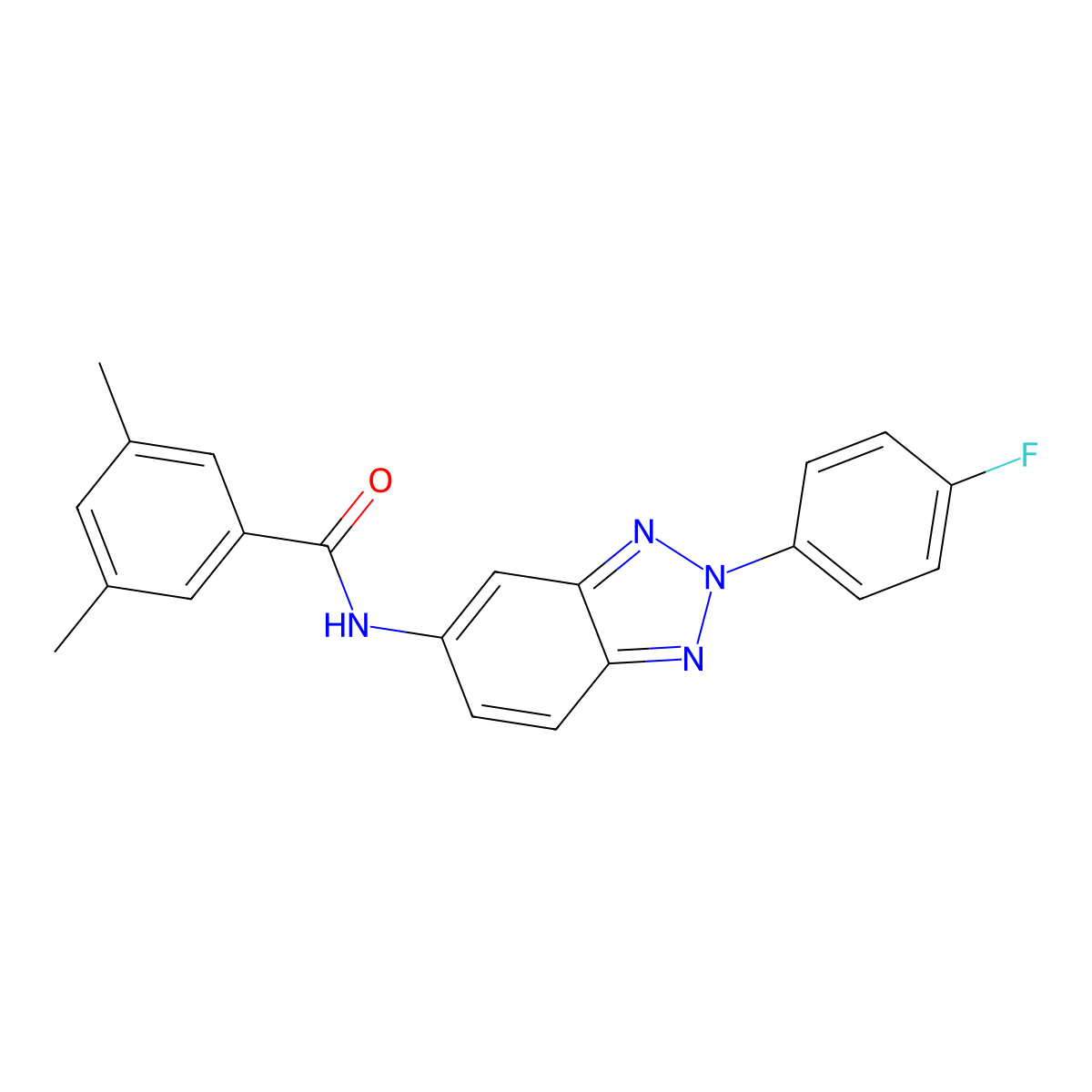 N-[2-(4-fluorophenyl)benzotriazol-5-yl]-3,5-dimethylbenzamide molecular structure, CAS 701953-59-5