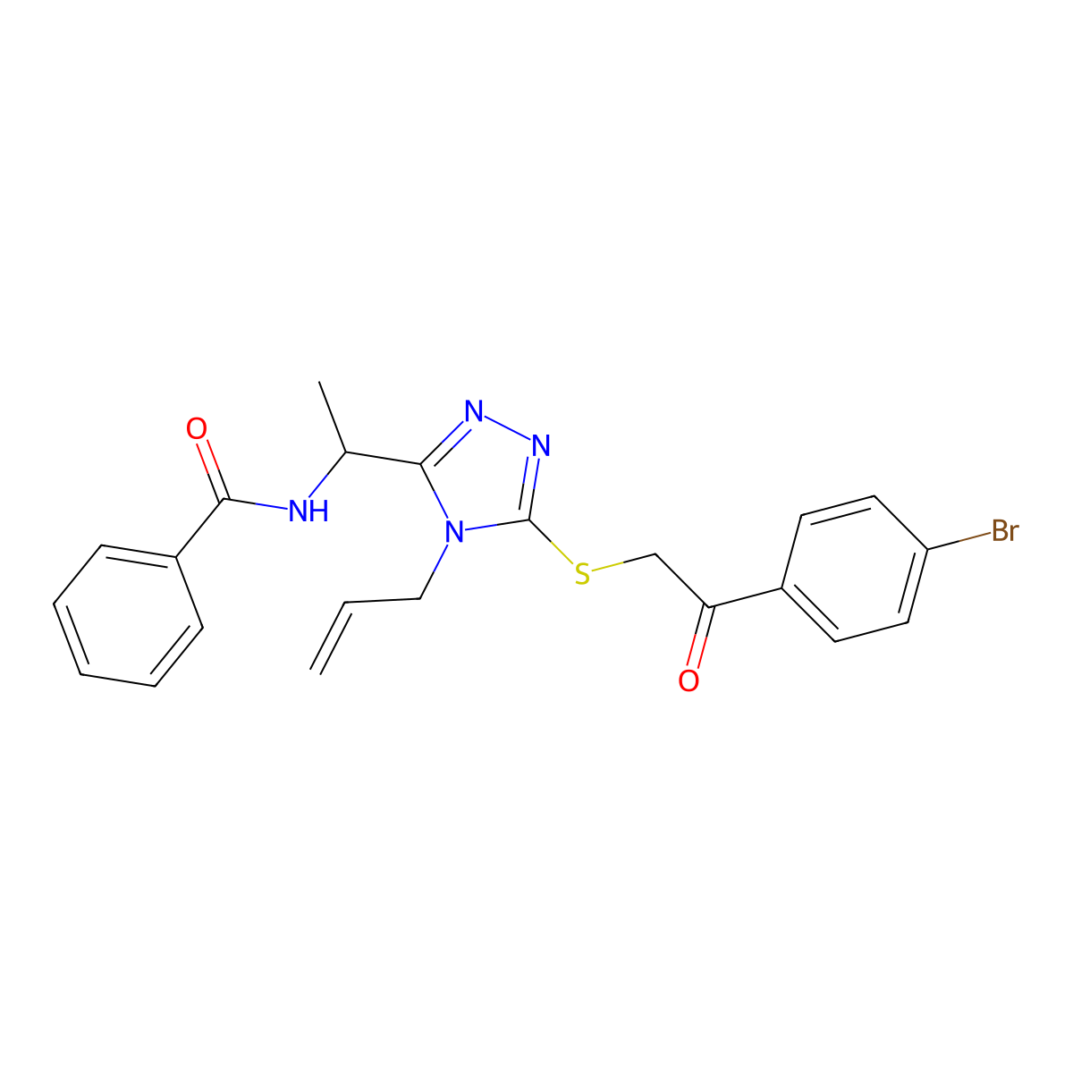 N-{1-[5-{[2-(4-bromophenyl)-2-oxoethyl]sulfanyl}-4-(prop-2-en-1-yl)-4H-1,2,4-triazol-3-yl]ethyl}benzamide molecular structure, CAS 701953-81-3