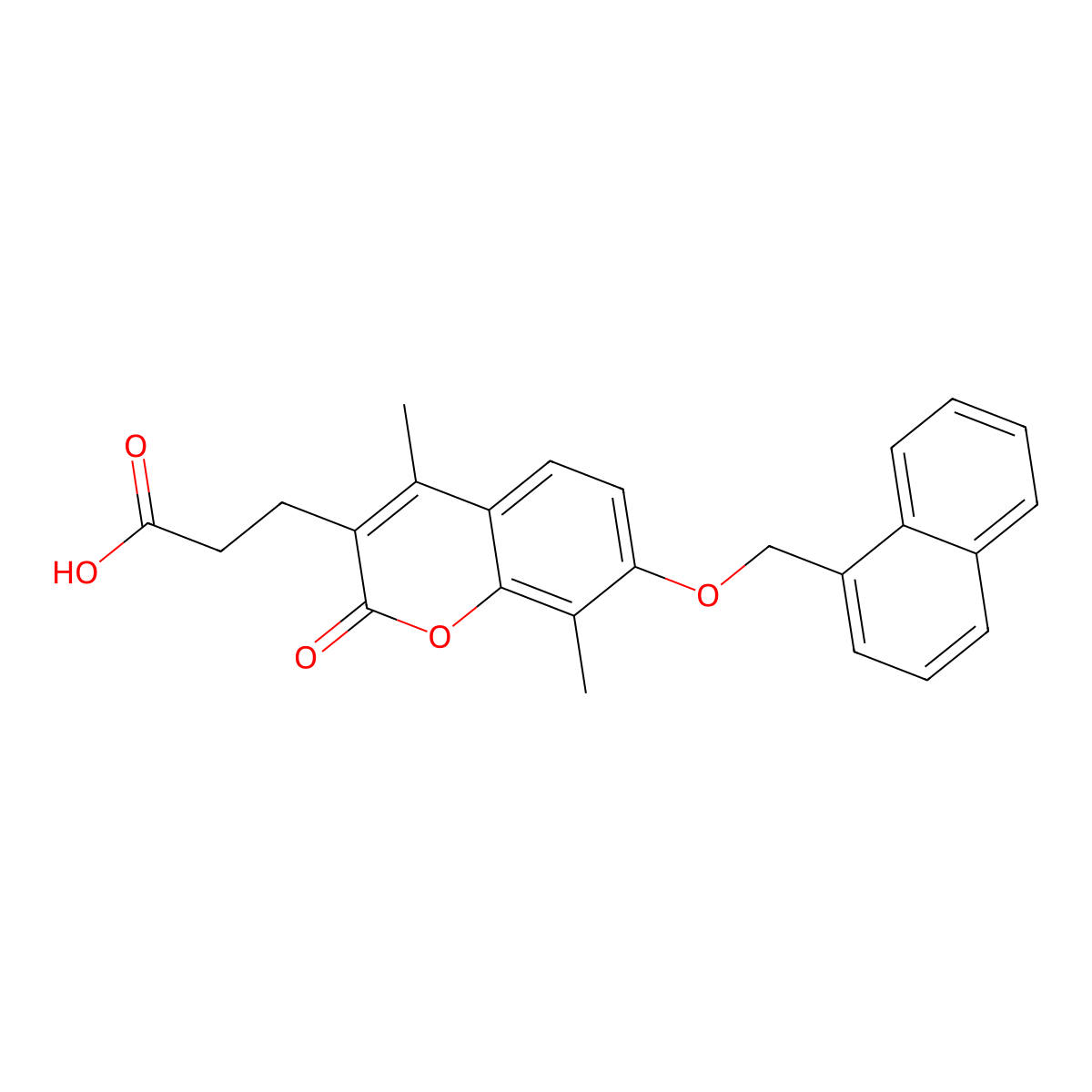 3-[4,8-dimethyl-7-(1-naphthylmethoxy)-2-oxo-2H-chromen-3-yl]propanoic acid molecular structure, CAS 701953-95-9