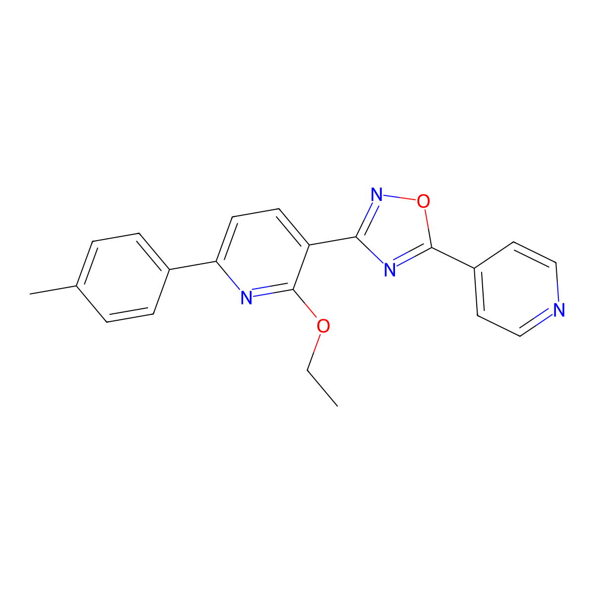 3-[2-Ethoxy-6-(4-methylphenyl)pyridin-3-yl]-5-pyridin-4-yl-1,2,4-oxadiazole molecular structure, CAS 701953-98-2