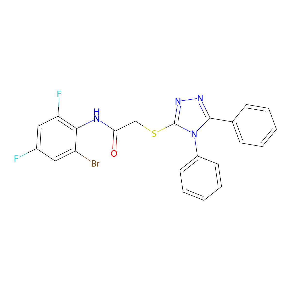 N-(2-bromo-4,6-difluorophenyl)-2-[(4,5-diphenyl-1,2,4-triazol-3-yl)sulfanyl]acetamide molecular structure, CAS 701954-00-9