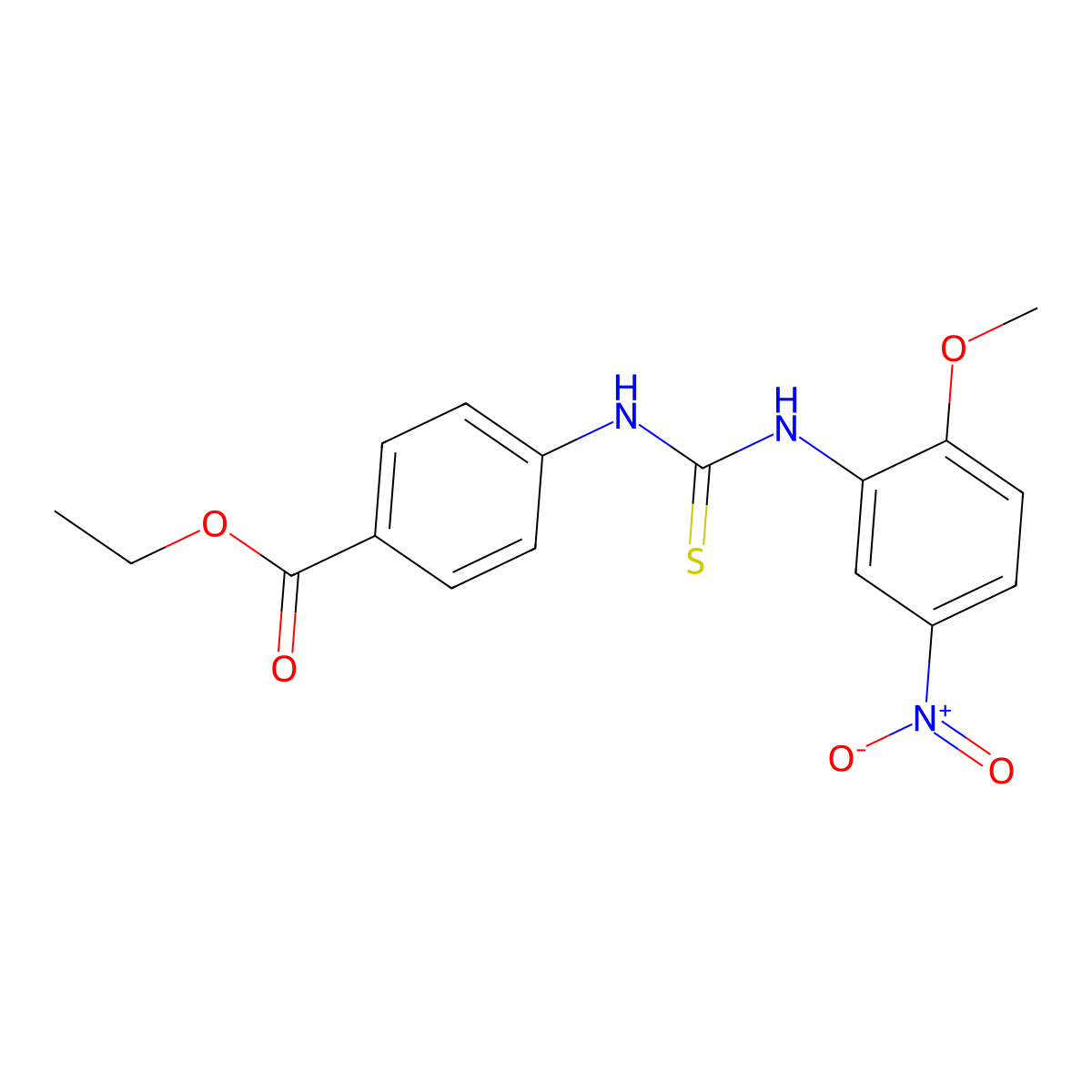 Ethyl 4-{[(2-methoxy-5-nitrophenyl)carbamothioyl]amino}benzoate molecular structure, CAS 701965-24-4