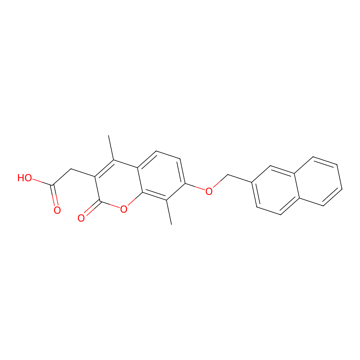 [4,8-dimethyl-7-(naphthalen-2-ylmethoxy)-2-oxo-2H-chromen-3-yl]acetic acid molecular structure, CAS 701965-34-6