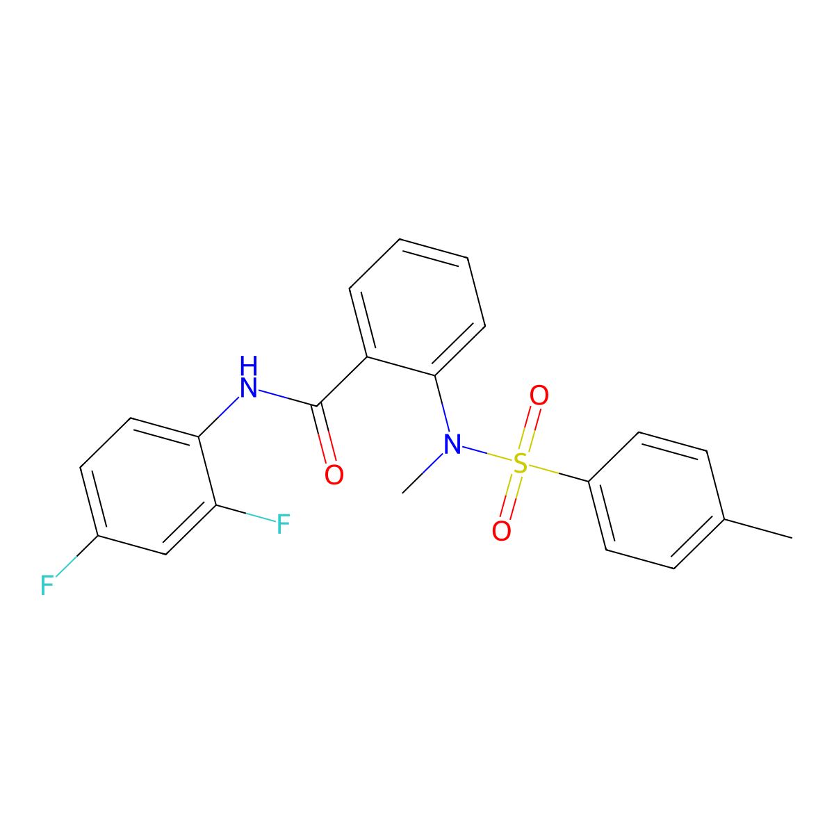 N-(2,4-difluorophenyl)-2-[methyl-(4-methylphenyl)sulfonylamino]benzamide molecular structure, CAS 701965-56-2