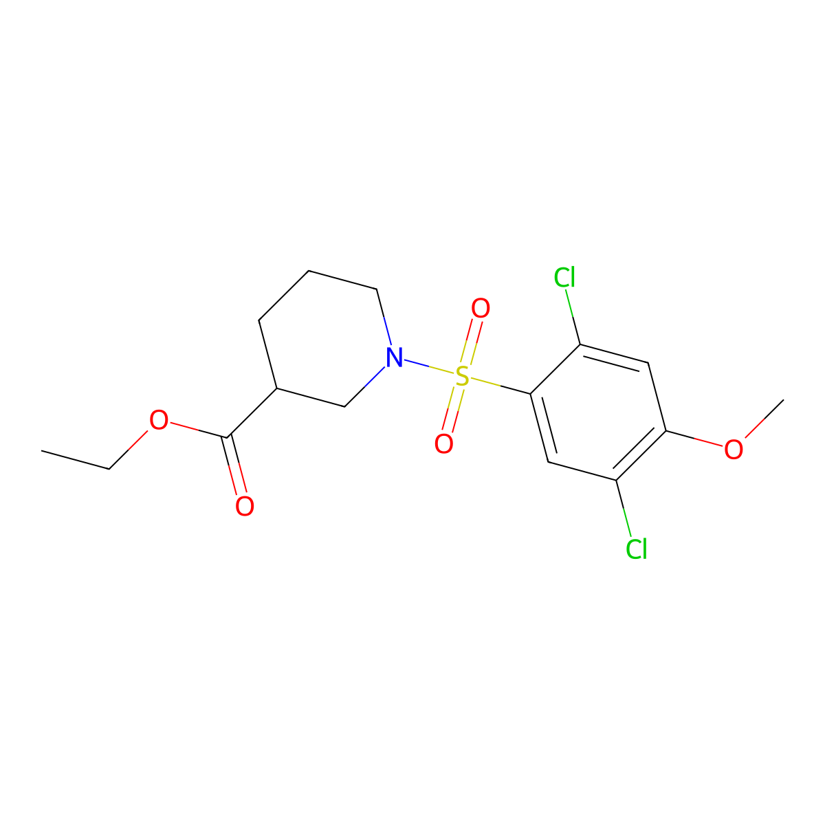 Ethyl 1-[(2,5-dichloro-4-methoxyphenyl)sulfonyl]piperidine-3-carboxylate molecular structure, CAS 701965-82-4