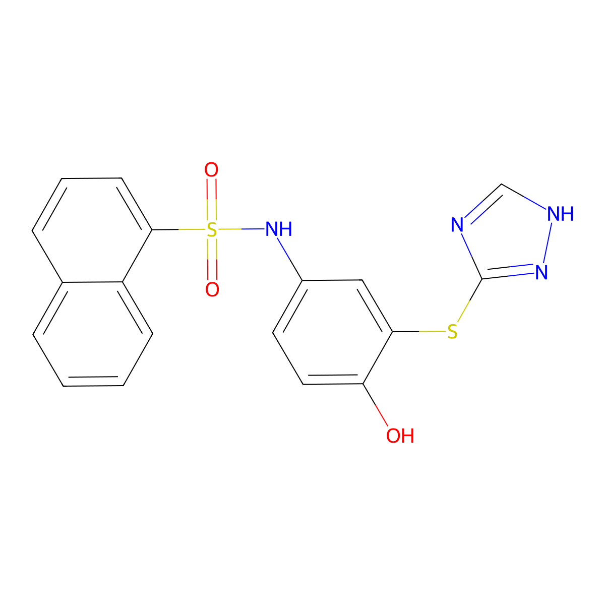 N-[4-hydroxy-3-(1H-1,2,4-triazol-5-ylsulfanyl)phenyl]naphthalene-1-sulfonamide molecular structure, CAS 701965-86-8