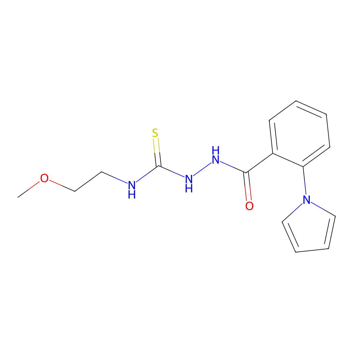 1-(2-Methoxyethyl)-3-[(2-pyrrol-1-ylbenzoyl)amino]thiourea molecular structure, CAS 701966-04-3