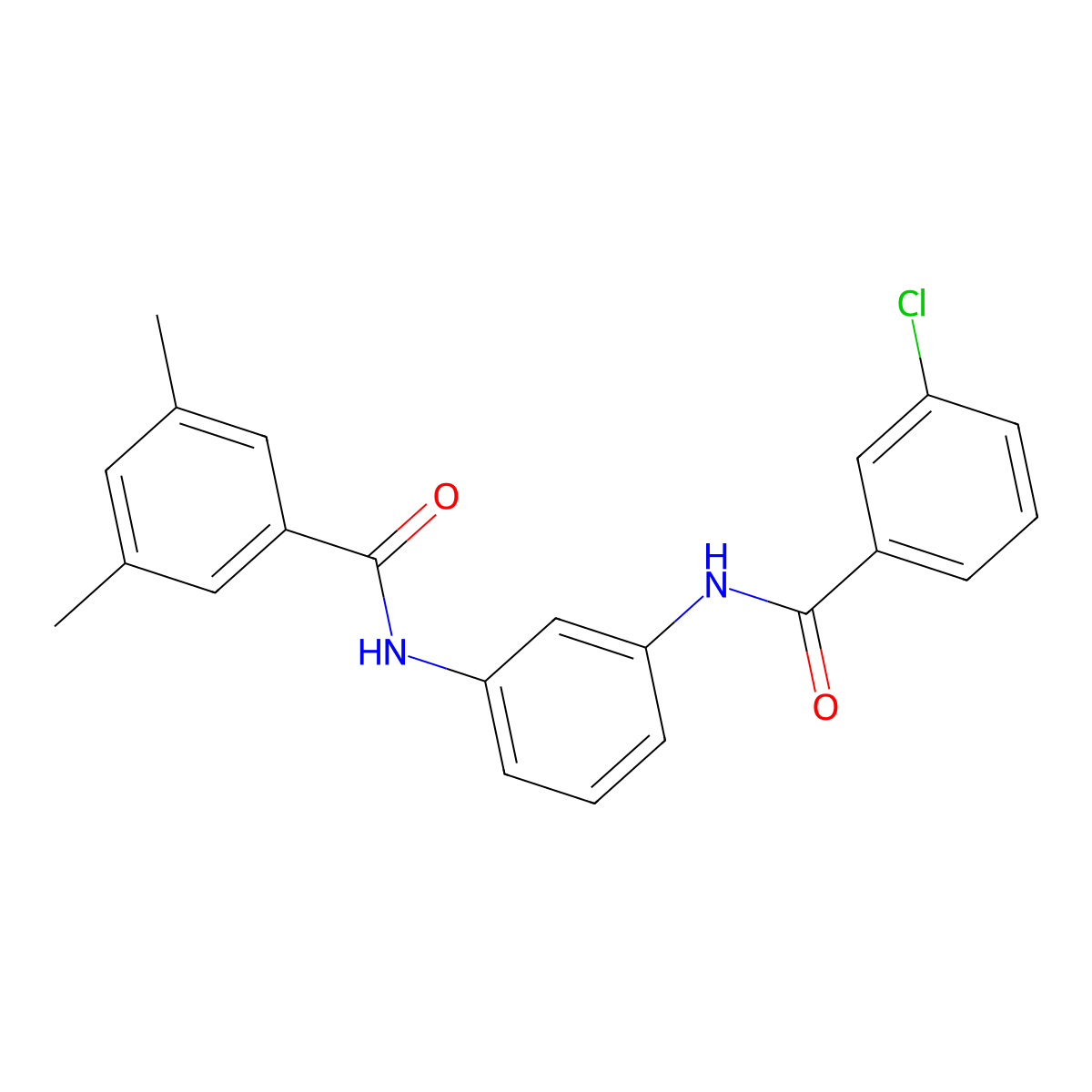 N-[3-[(3-chlorobenzoyl)amino]phenyl]-3,5-dimethylbenzamide molecular structure, CAS 701966-31-6